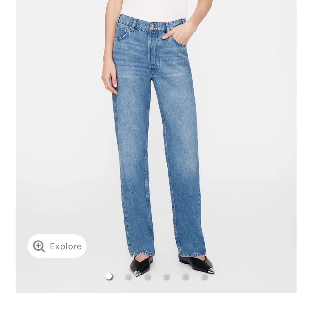 Anine Bing Gavin Long Jeans in Atlantic Blue; Size 27